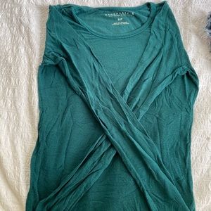 Super soft emerald green long sleeve thin T-shirt